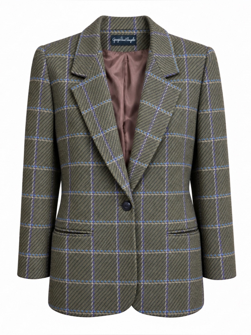 Vintage 80s Giorgio Sant’Angelo 100% pureWool Plaid Blazer 8
